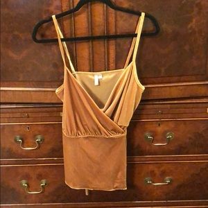 Mustard yellow velvet wrap top